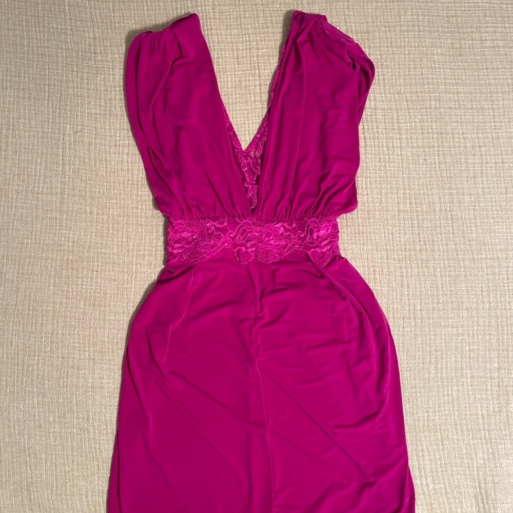 Victoria's Secret Strapless Fuchsia Lace-Waist Dress